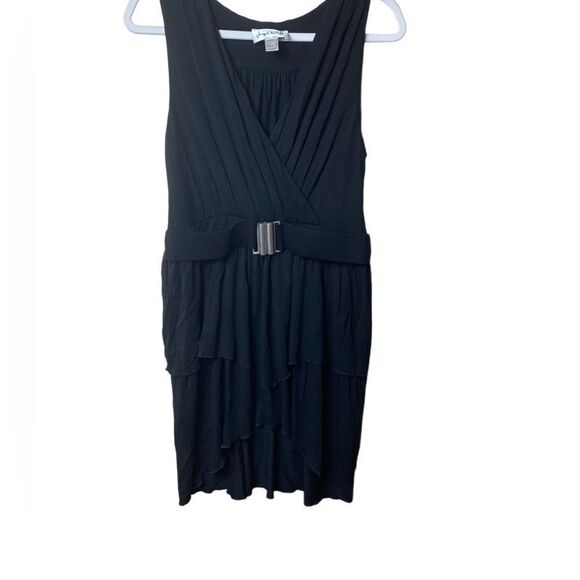 Joseph Ribkoff Wm’s Sz 10 Black Sleeveless Ruffled V Neck Buckle Fitted Dress - Picture 1 of 5